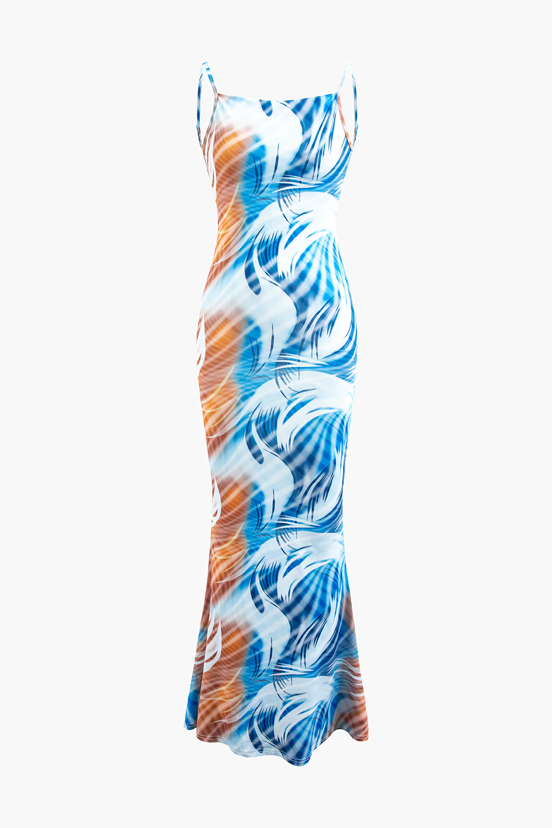 Tropical Print Backless Sleeveless Maxi Dress - Weenar