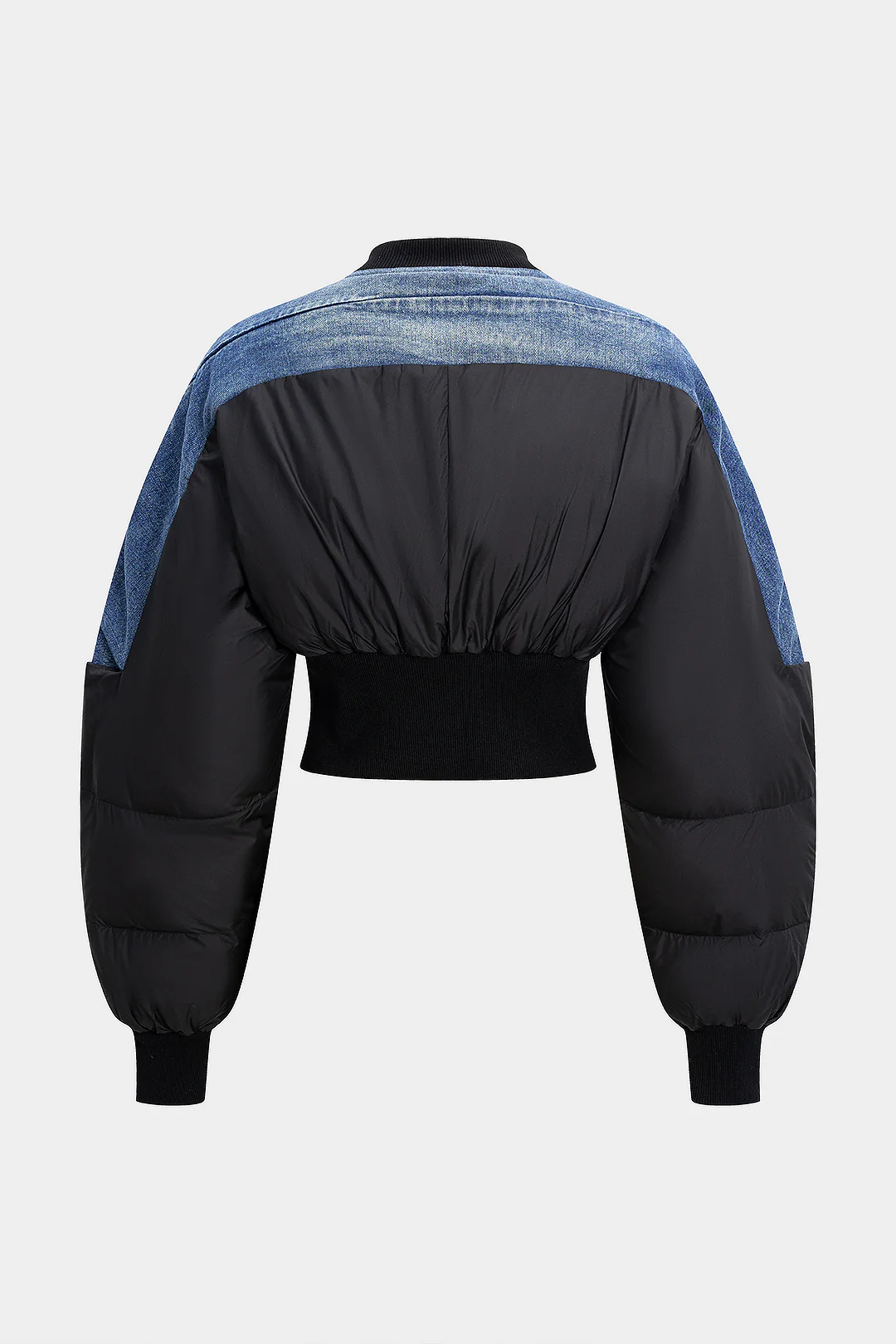 Demin Patchwork Zipper Puffer - Weenar