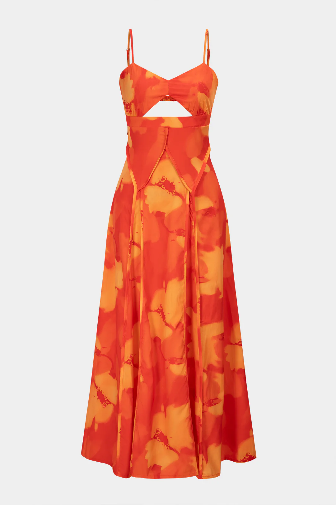 Floral Print V-Neck Cut Out Backless Sleeveless Maxi Dress - Weenar