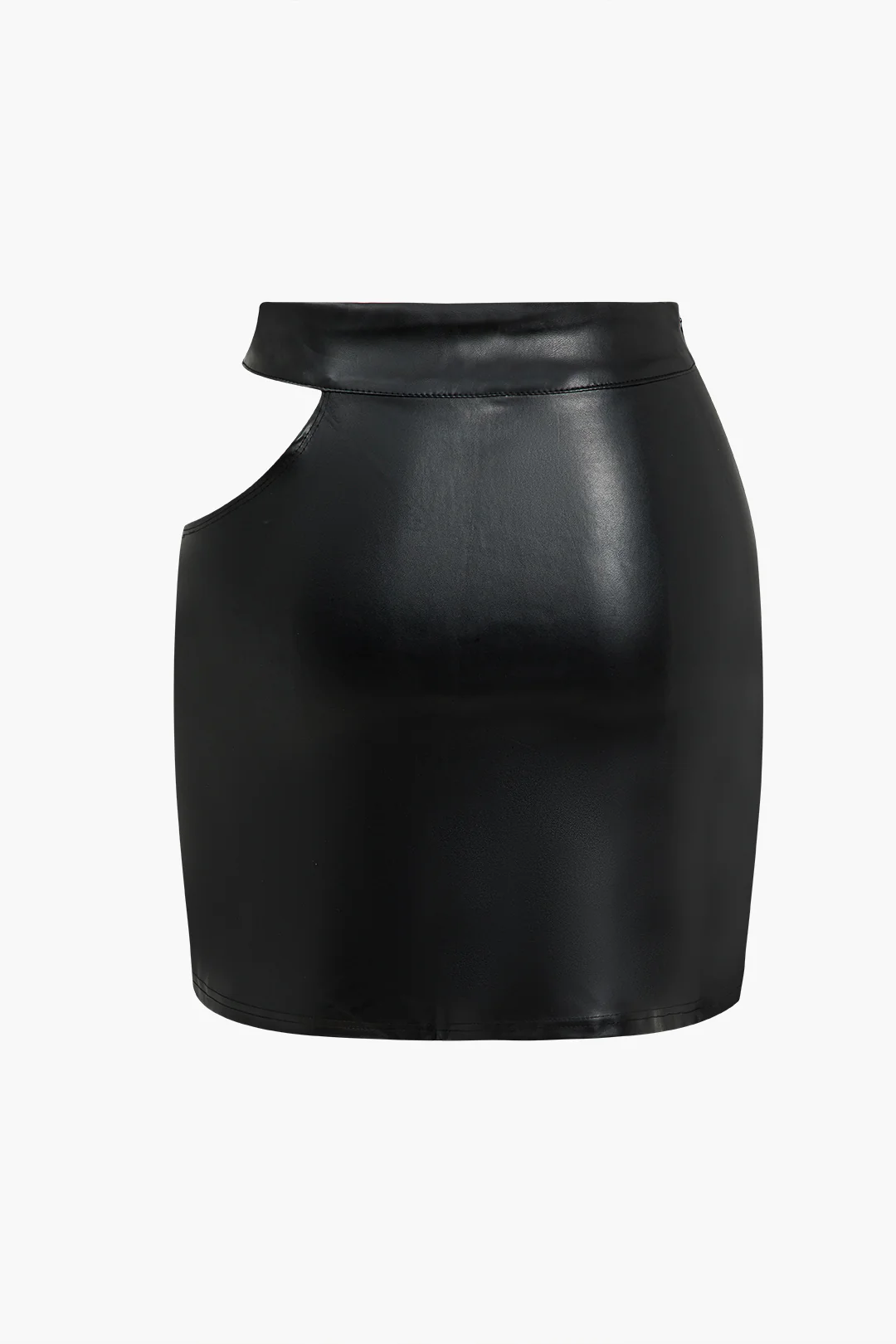Faux Leather Cut Out Skirt - Weenar