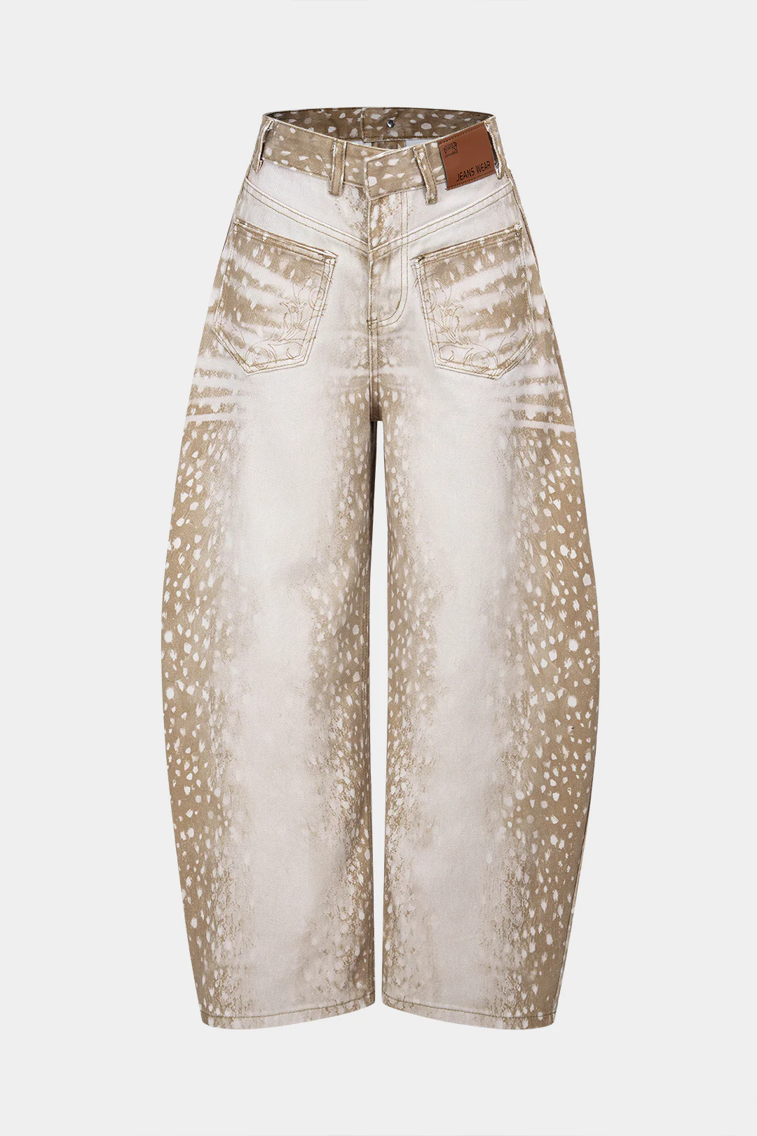 Denim Contrast Print Wide Leg Jeans - Weenar