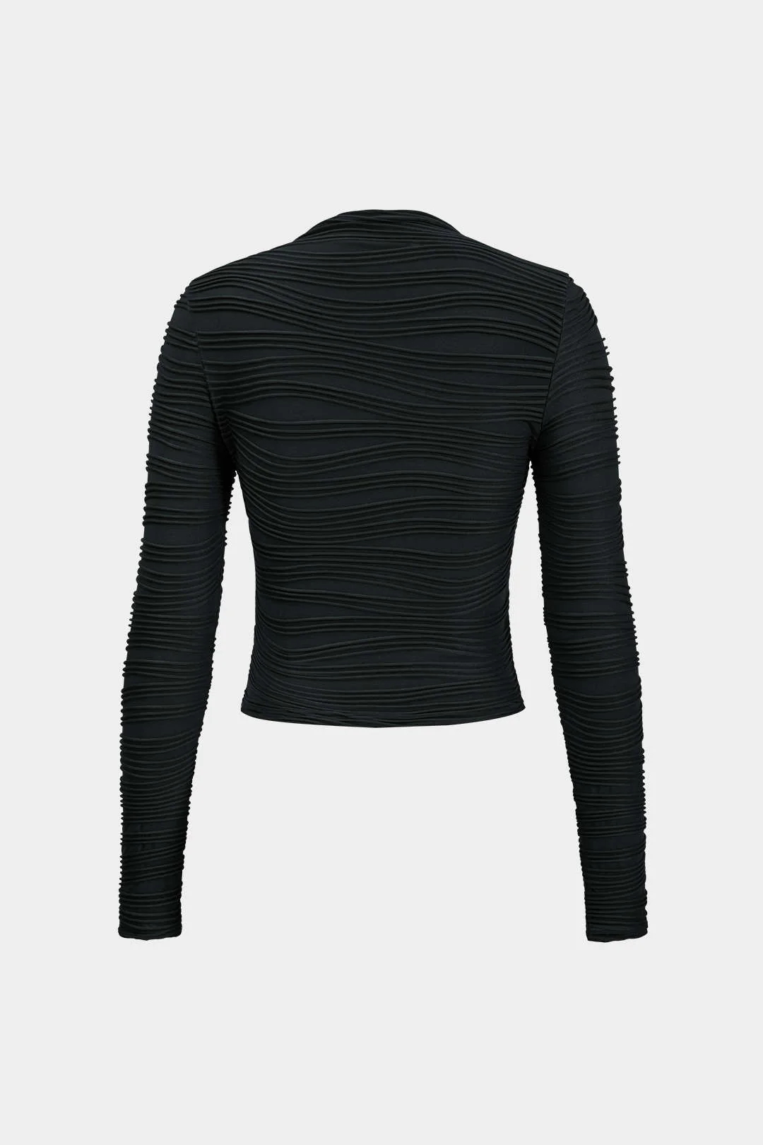 Basic Textured Long-Sleeve Top - Weenar
