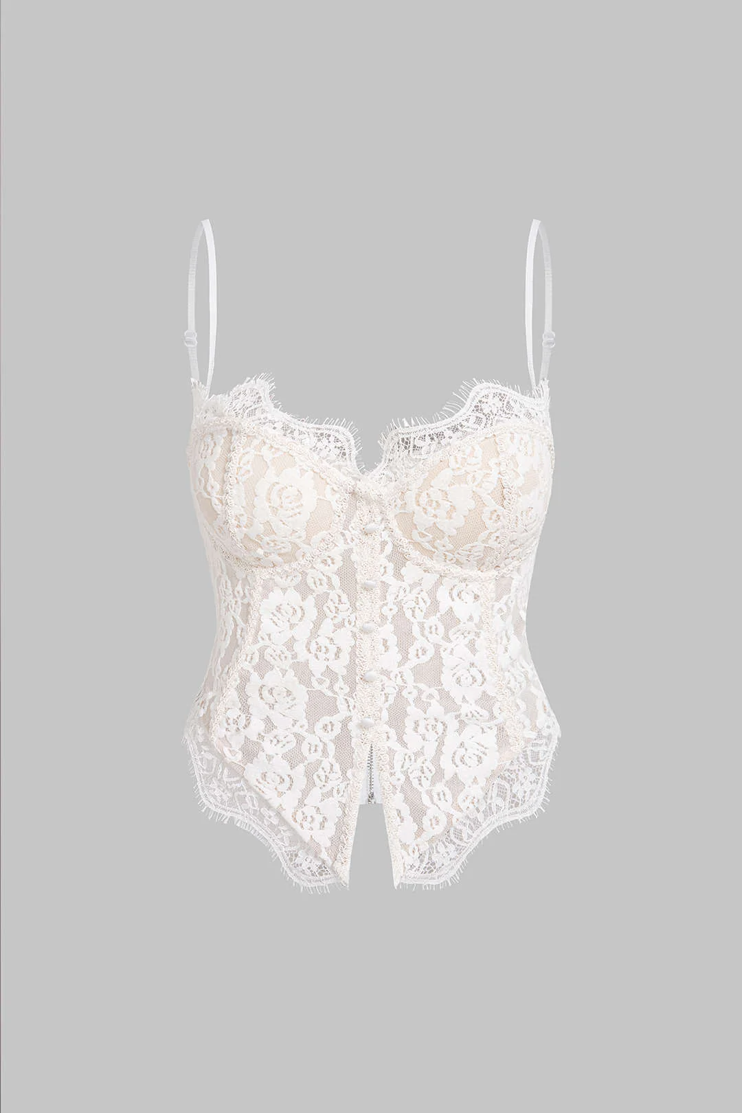 Lace Trim Zipper Cami Top - Weenar