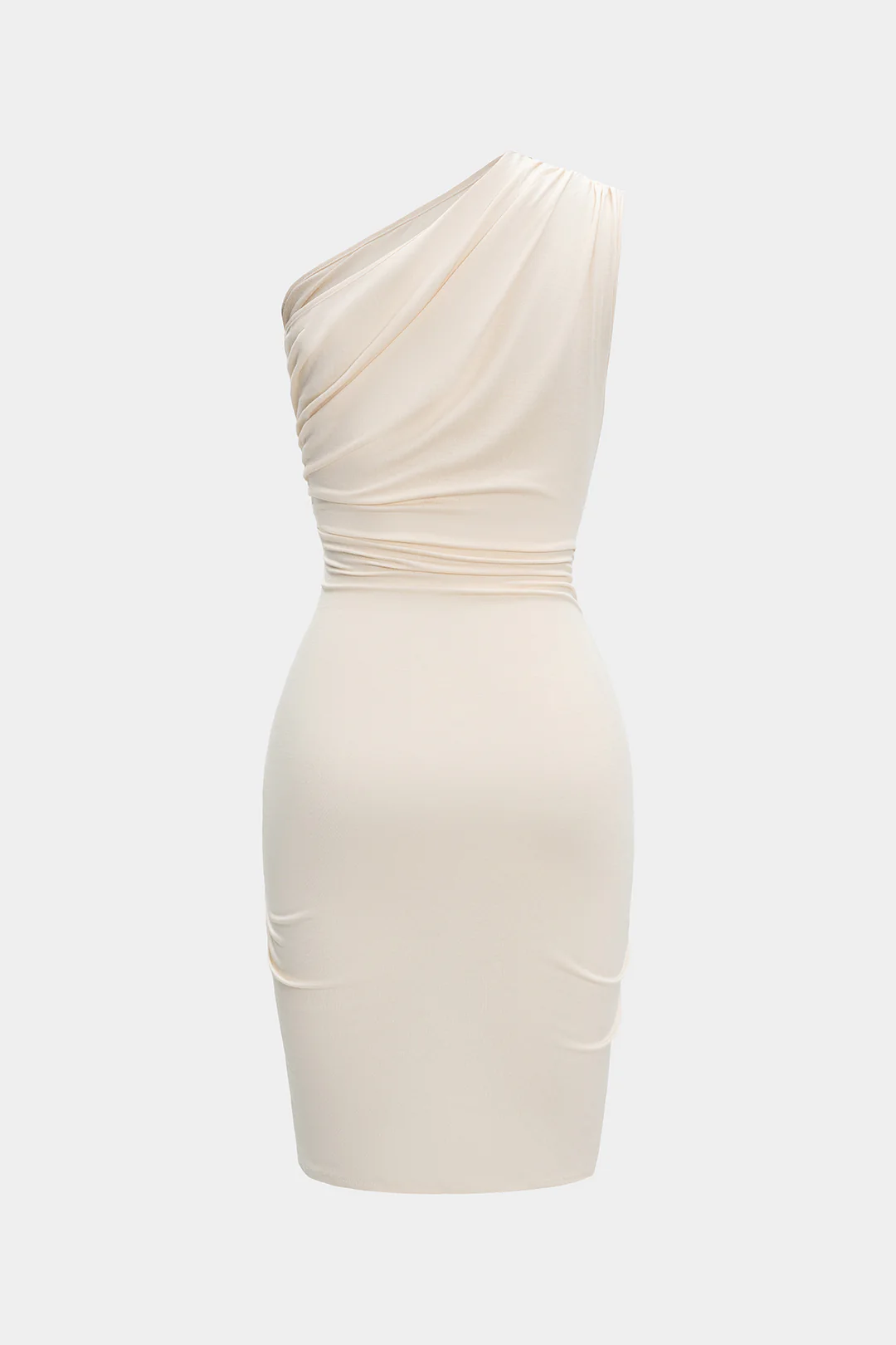 Ruched Asymmetrical Cut Out Midi Dress - Weenar