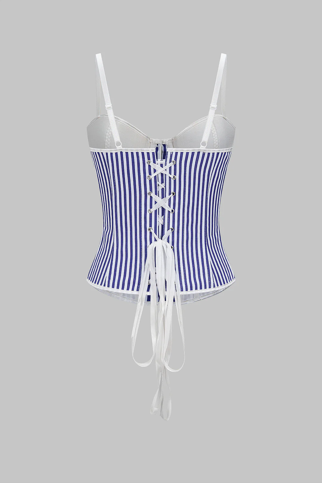 Stripes Print Button Hook And Eye Tie-Back Slip Cami Top - Weenar