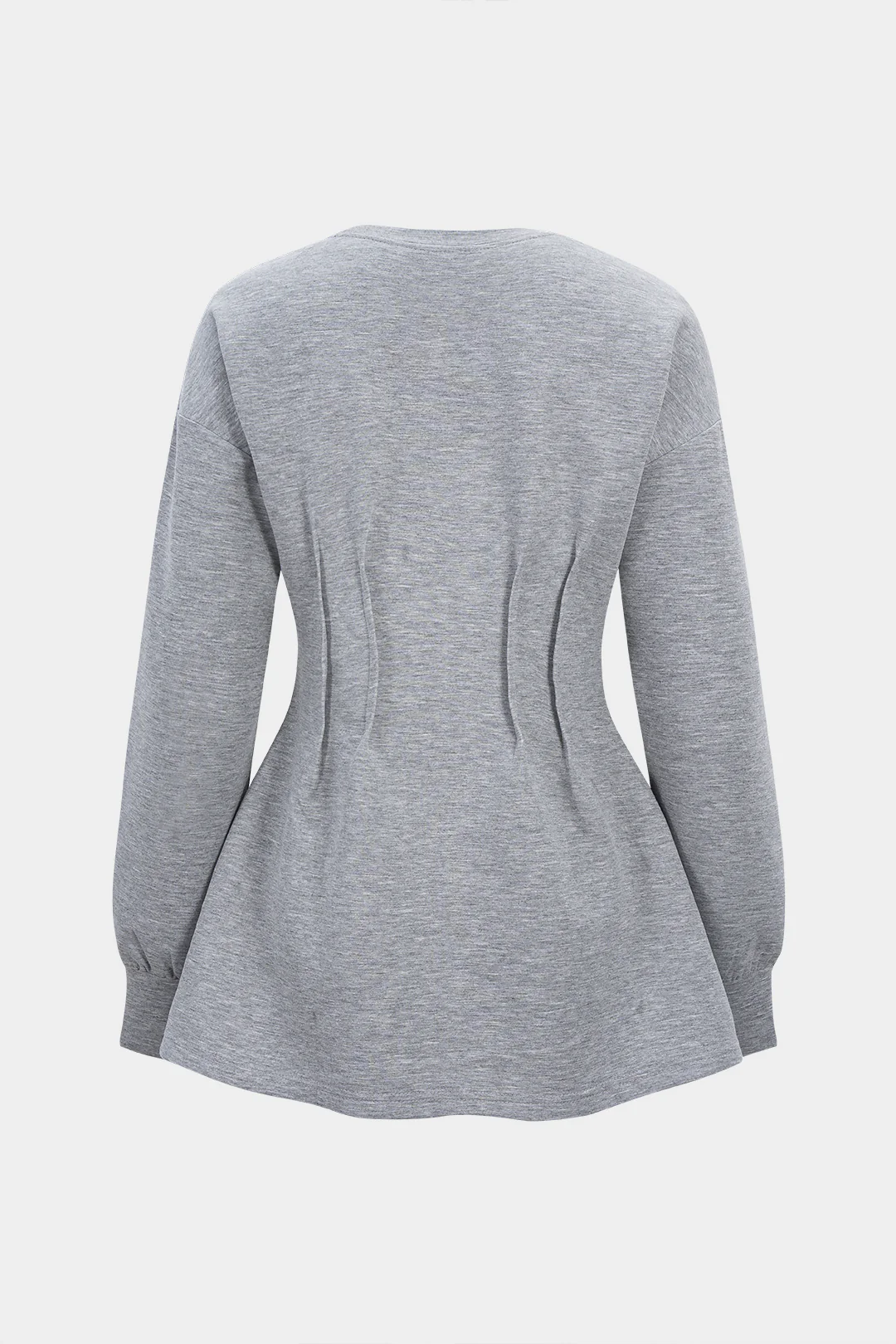 Round Neck Waist-Cinching Sweatshirt - Weenar