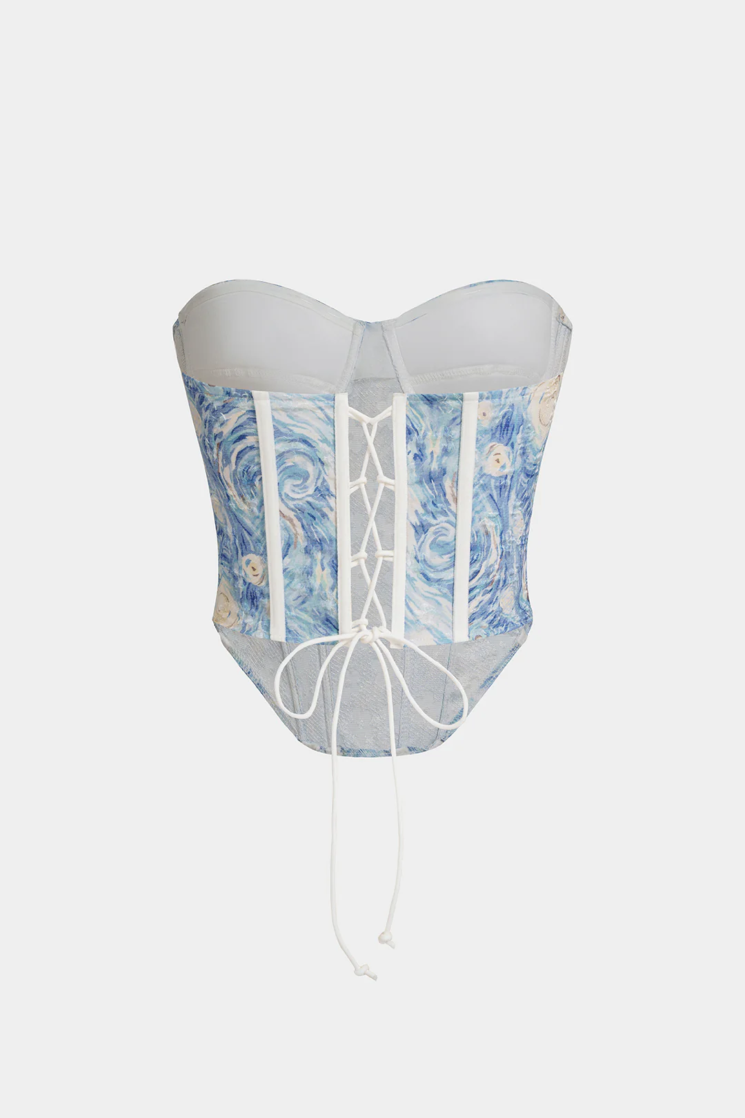 Artistic Print Bustier Tie Back Tube Top - Weenar