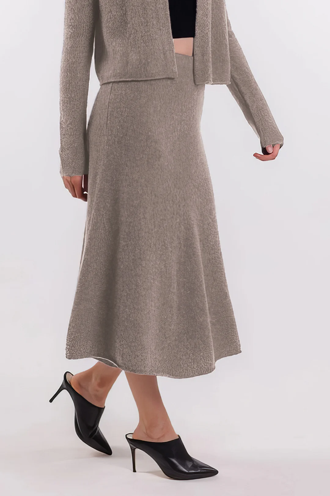 Solid Sweater Midi Skirt - Weenar