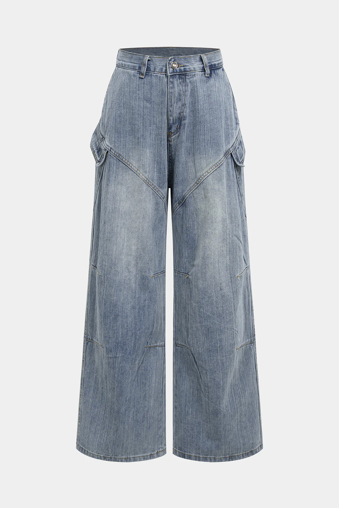 Denim Pocket Wide Leg Jeans - Weenar