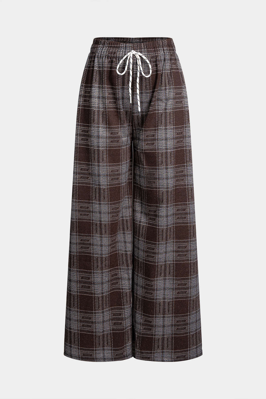 Plaid Print High Waist Drawstring Pants - Weenar