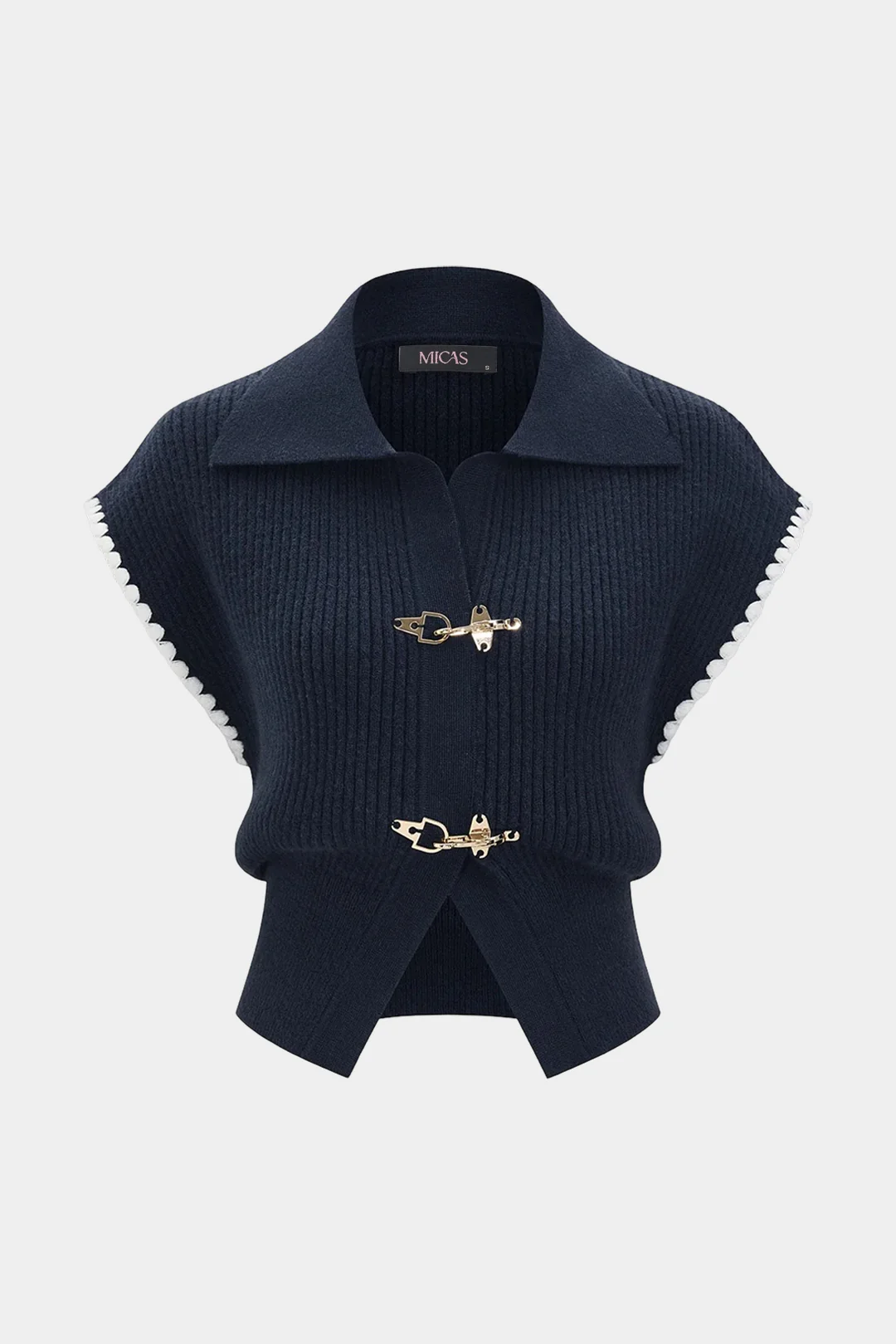 Knit Buckle Short-Sleeve Top - Weenar