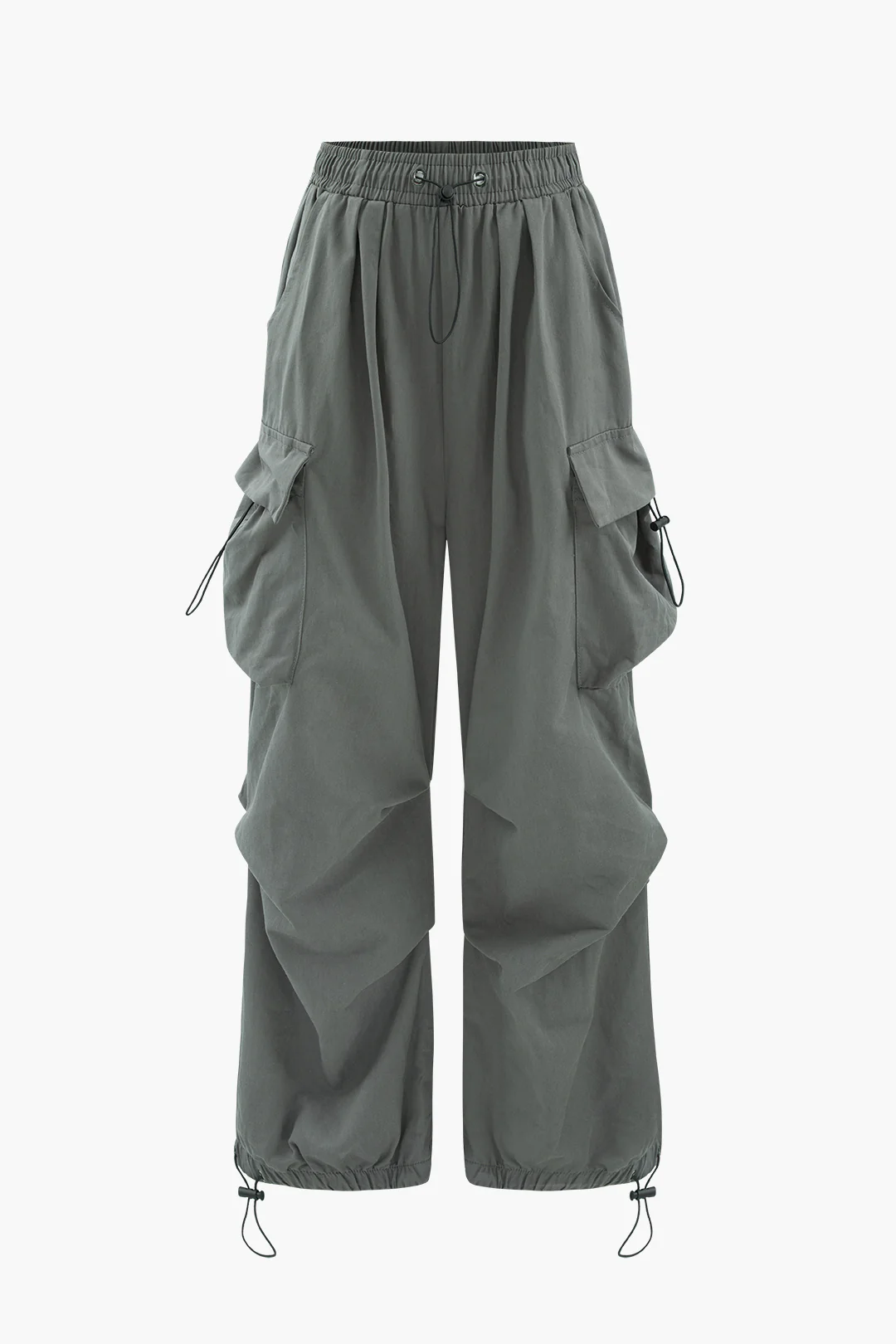 Multi-Pocket Ruched Drawstring Pants - Weenar