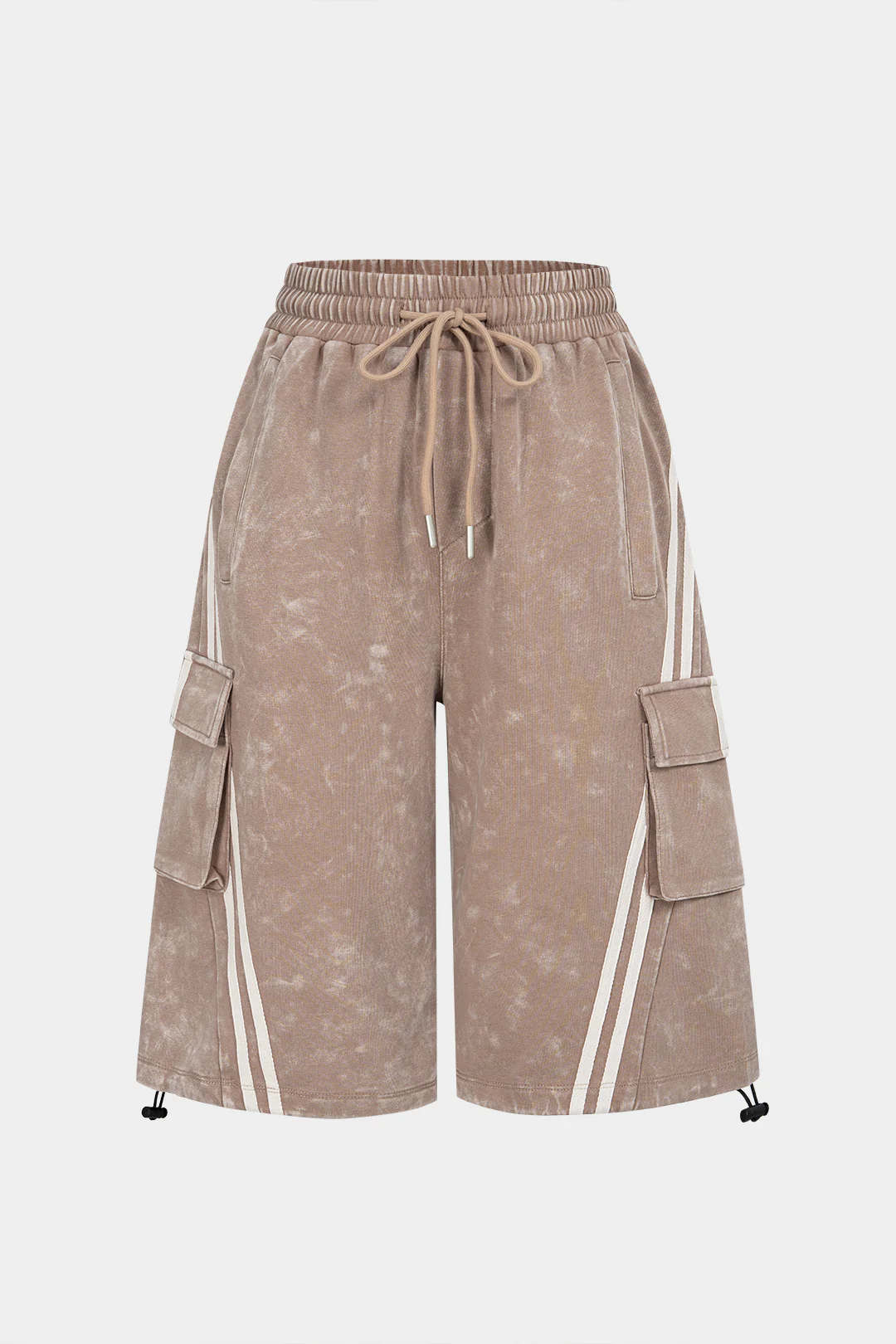 Striped Pocket Drawstring High Waist Shorts - Weenar