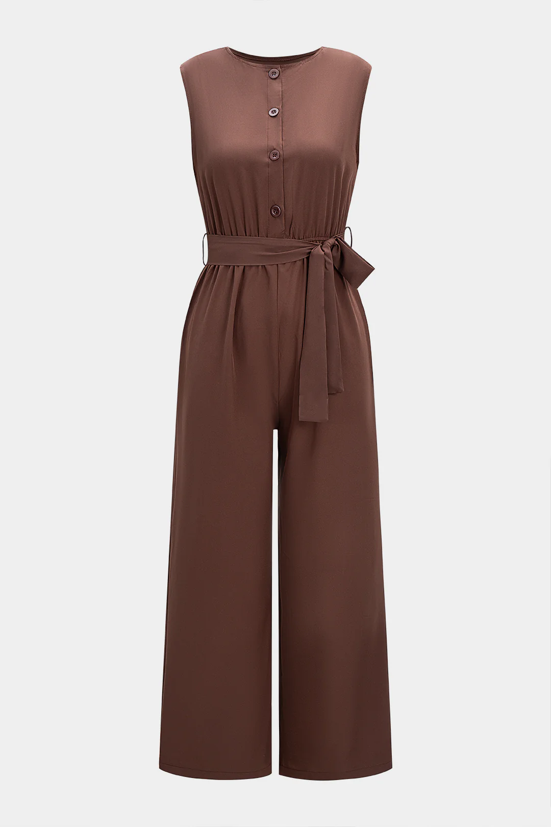 Tie-Up Wide Leg Sleeveless Jumpsuit - Weenar