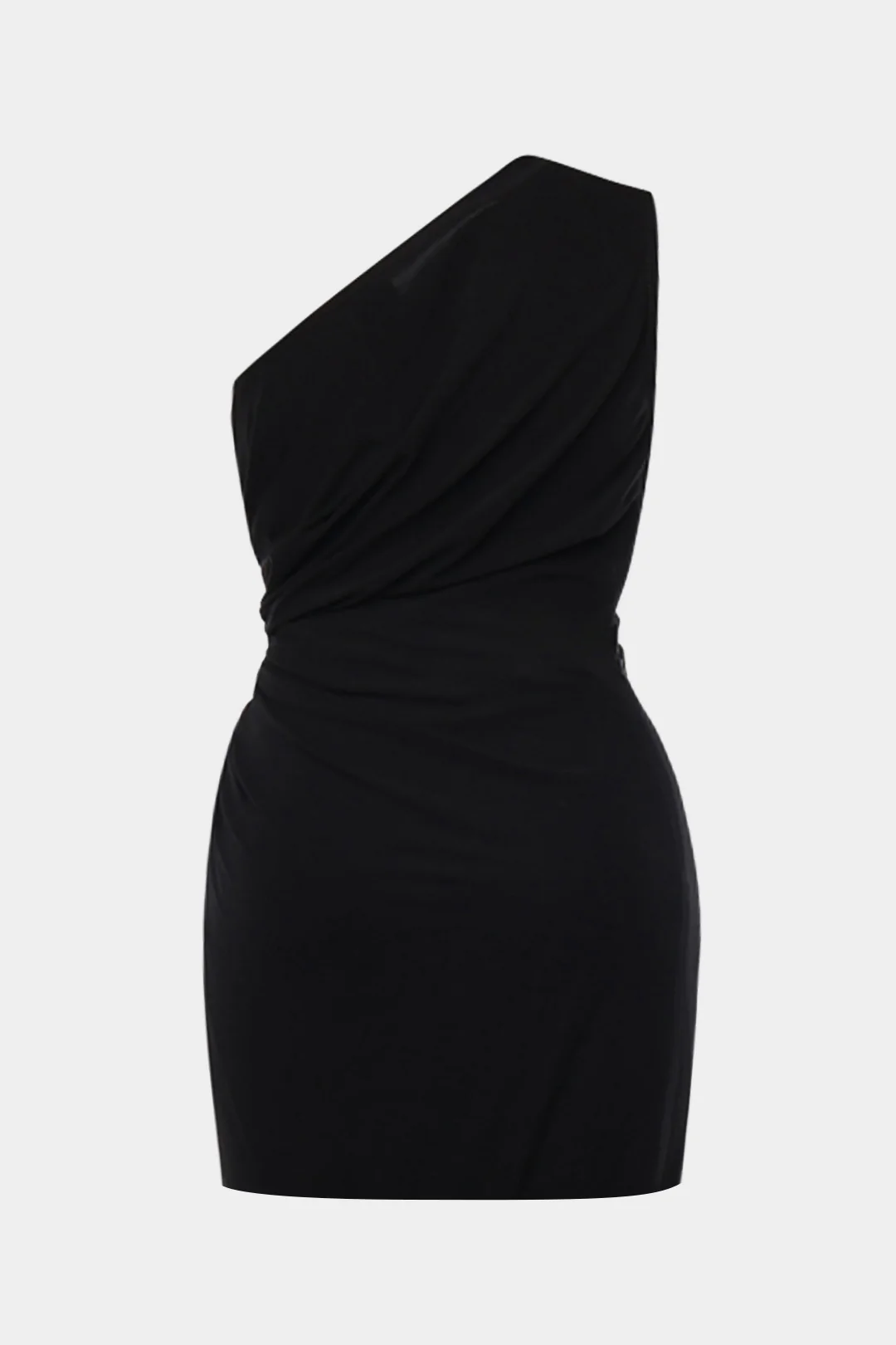 Plus Size Metallic One Shoulder Sleeveless Mini Dress - Weenar
