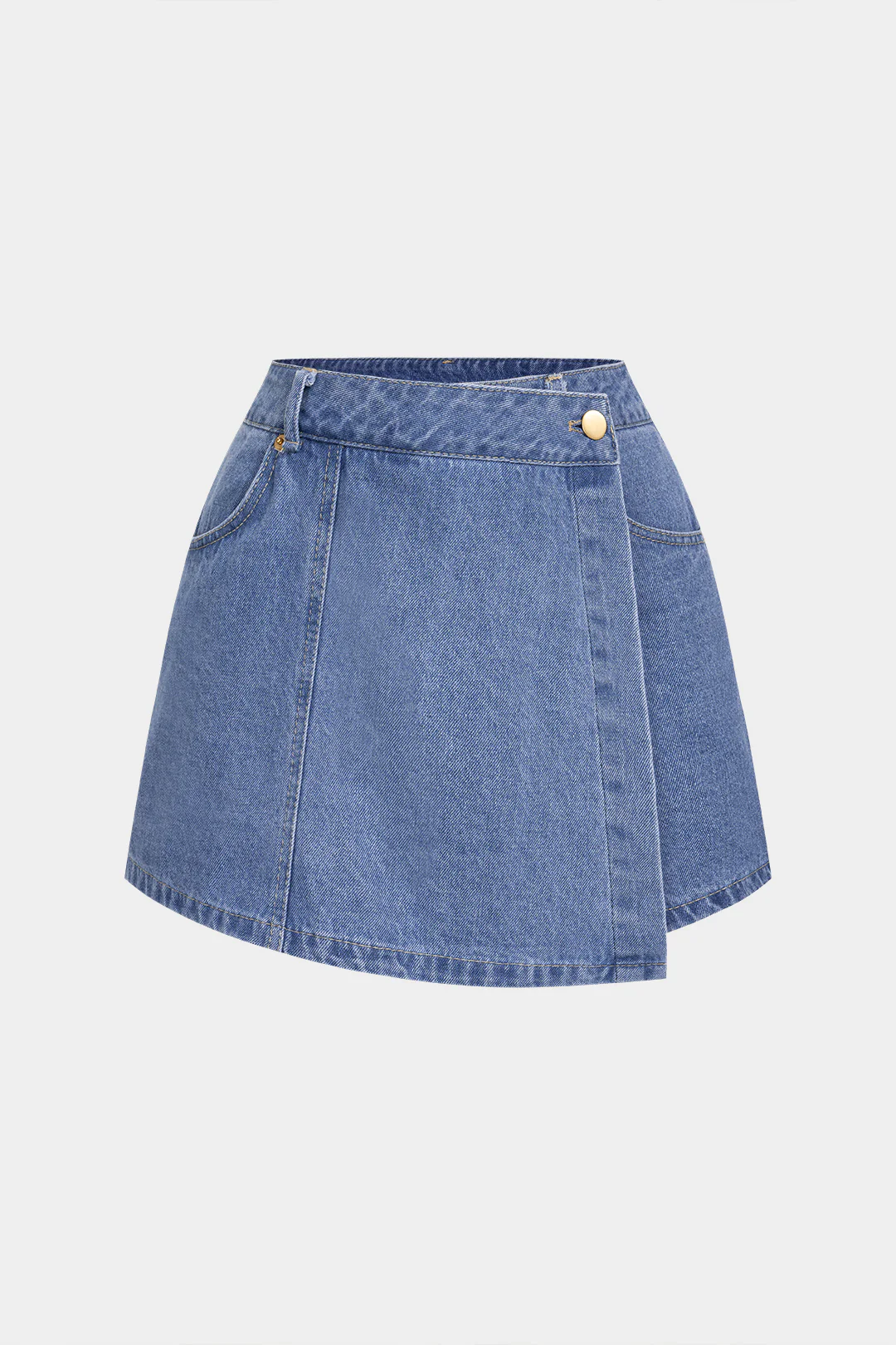 Denim Asymmetrical Pocket Shorts - Weenar