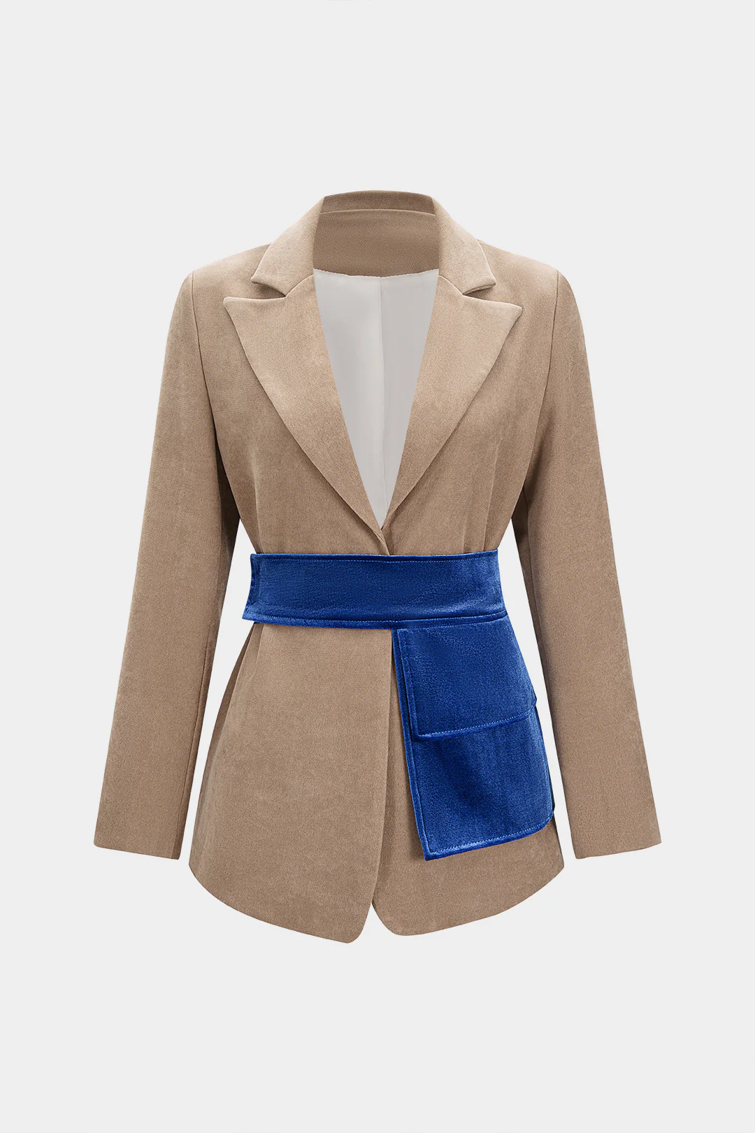 Contrast Belted Blazer - Weenar