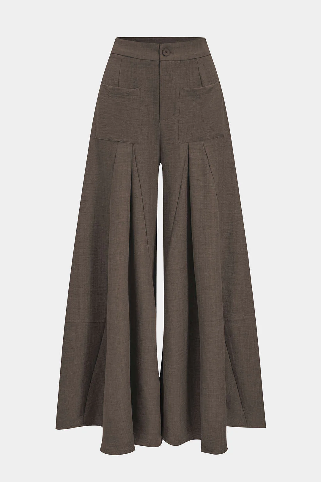 Ruched Zipper Pocket Wide Leg Trousers - Weenar