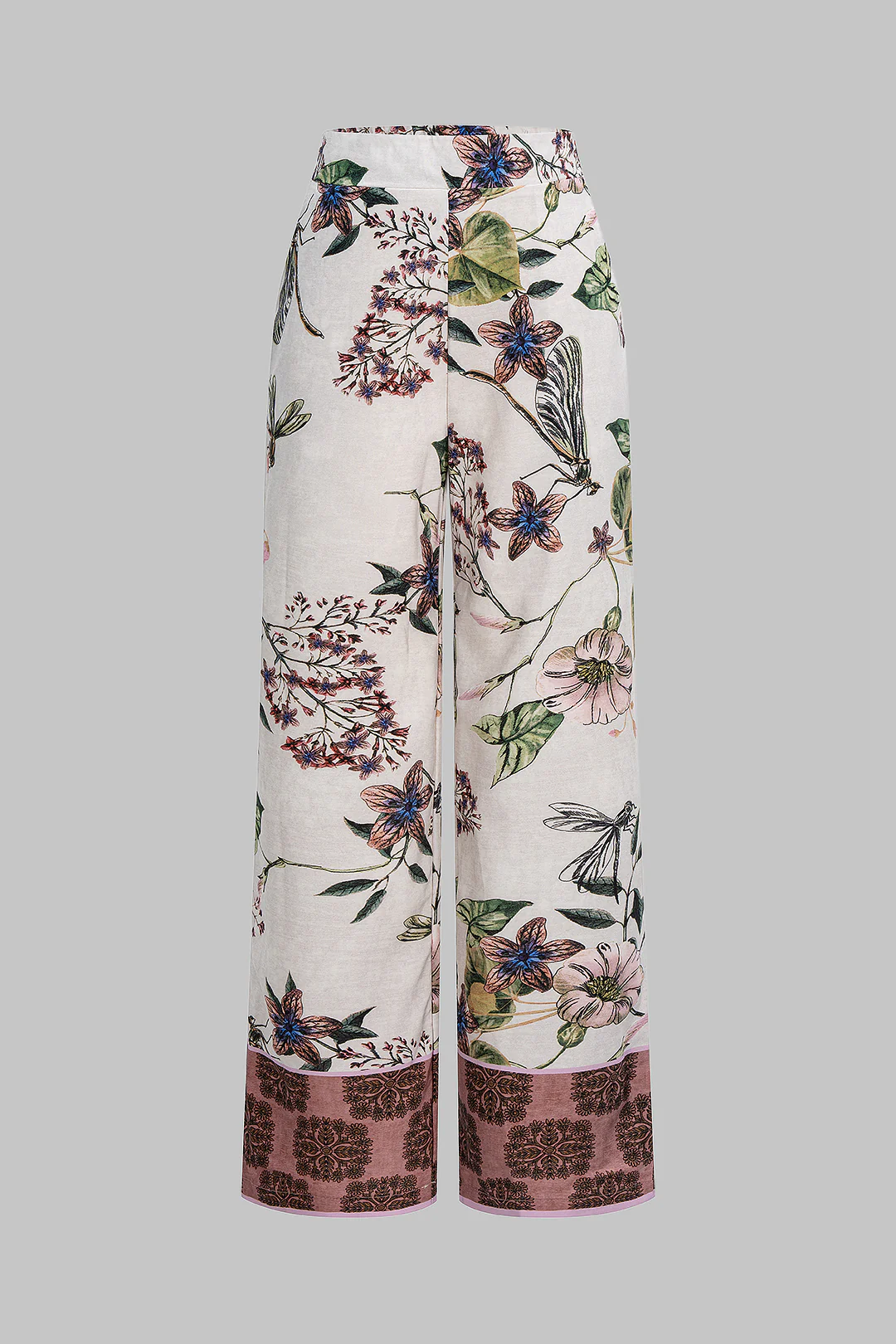 Floral Print Straight Leg Pants - Weenar