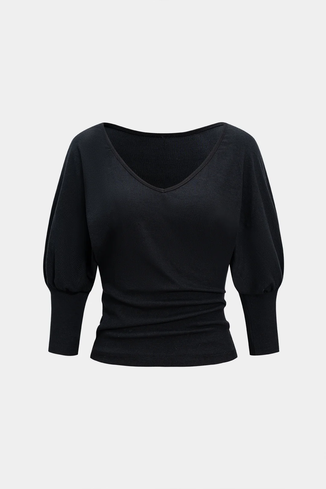 V-Neck Ruched Long-Sleeve Top - Weenar