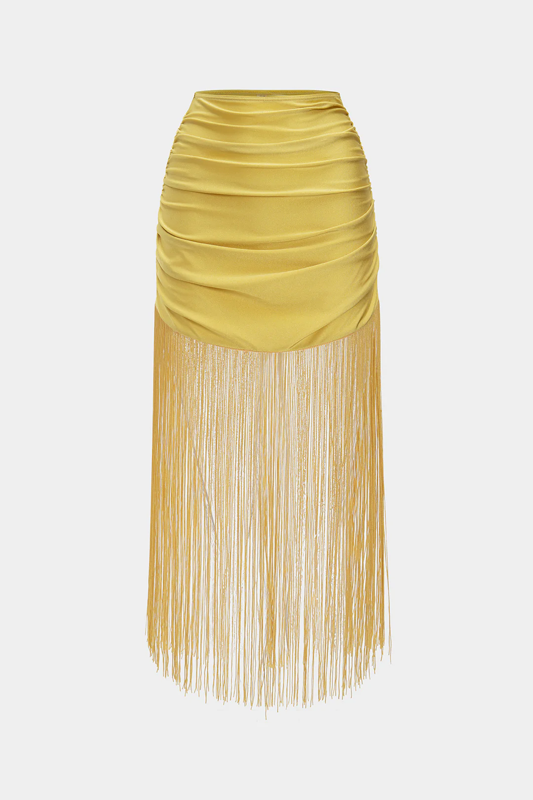 Ruched Fringe High Waist Bikini Bottom - Weenar
