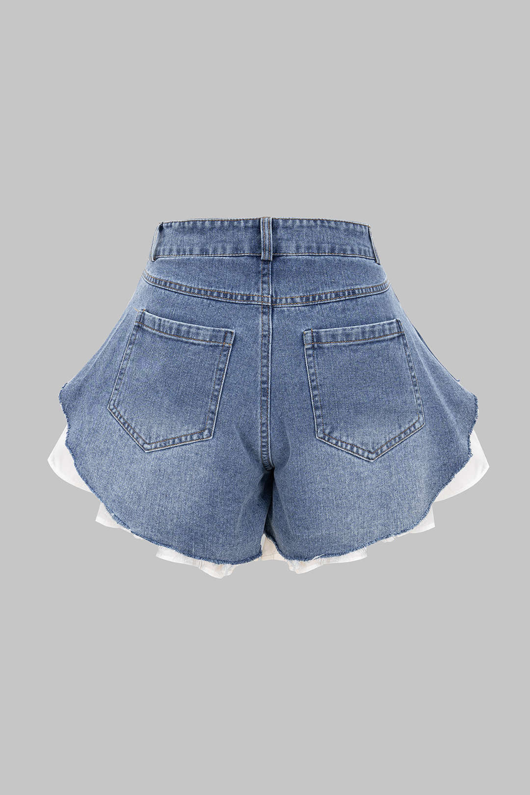 Denim Patchwork Frayed Wide Leg Shorts - Weenar