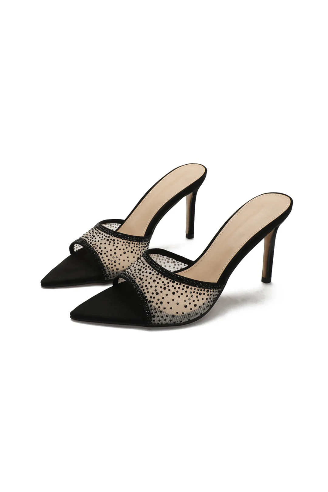 Rhinestone Decor Pointed Heels - Weenar