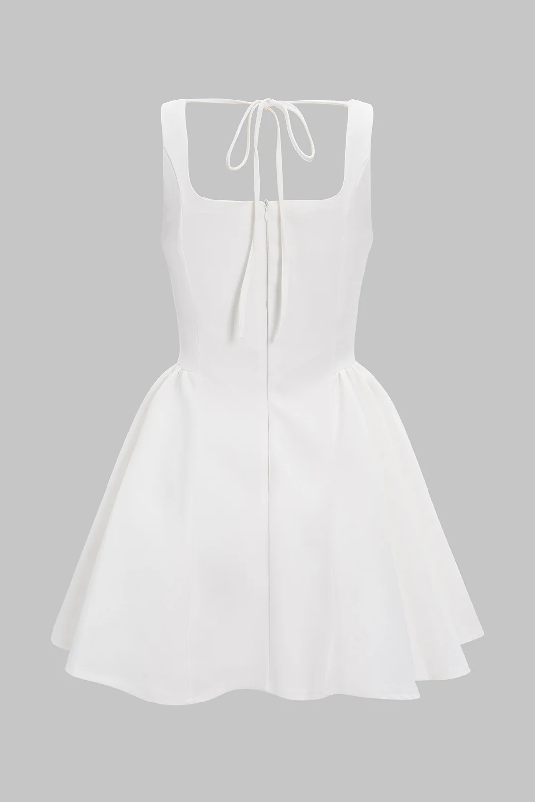 Square Neck Rhinestone Ruched Sleeveless Mini Dress - Weenar