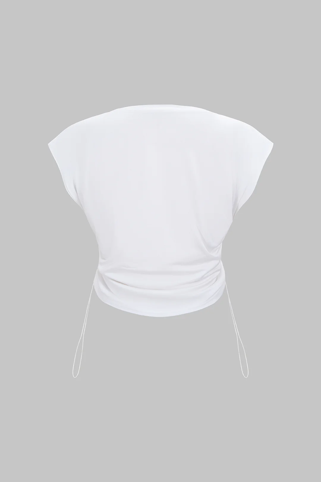 Solid Round Neck Drawstring Sleeveless T-Shirt - Weenar