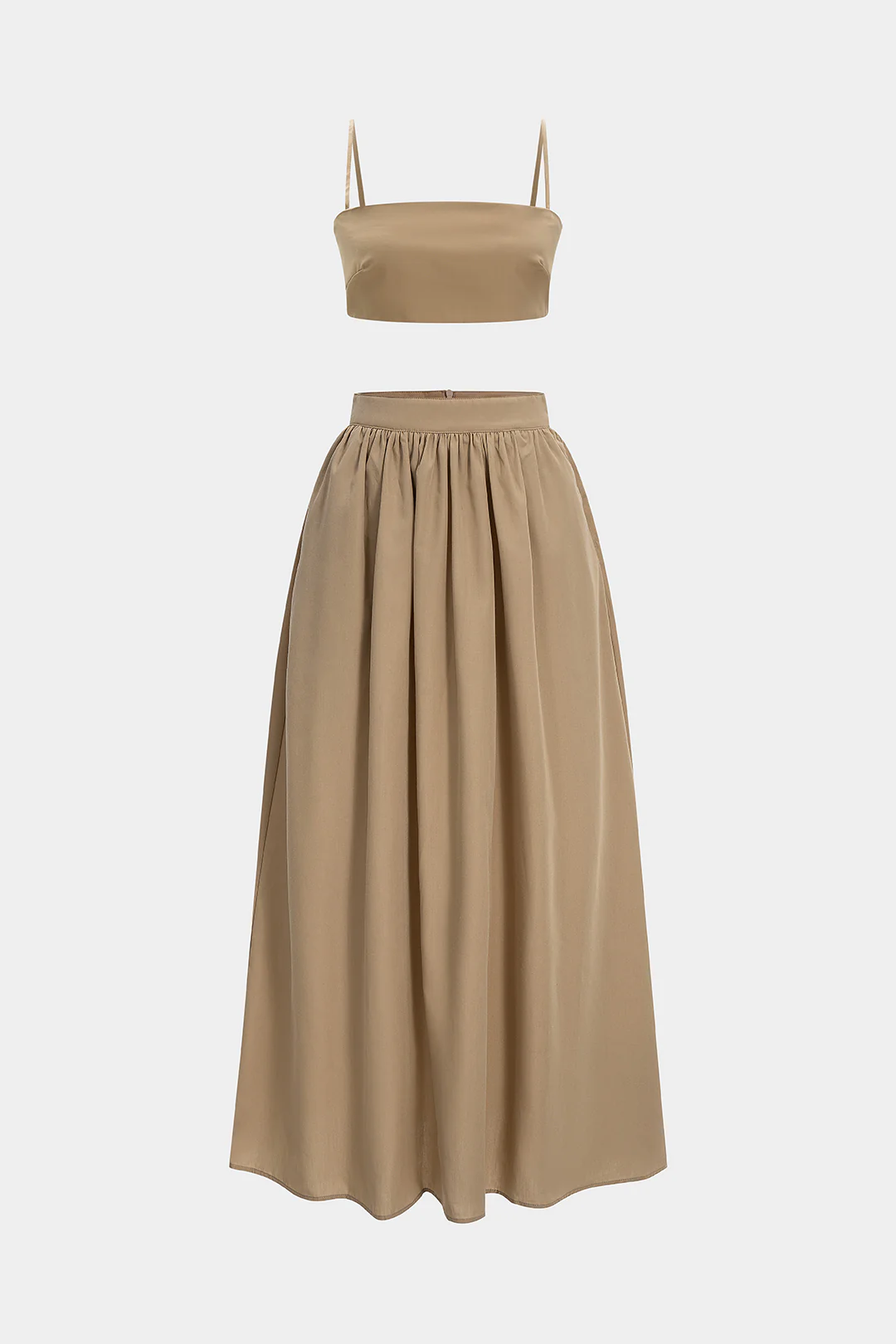 Shirred Cami Top And Ruched Skirt Set - Weenar