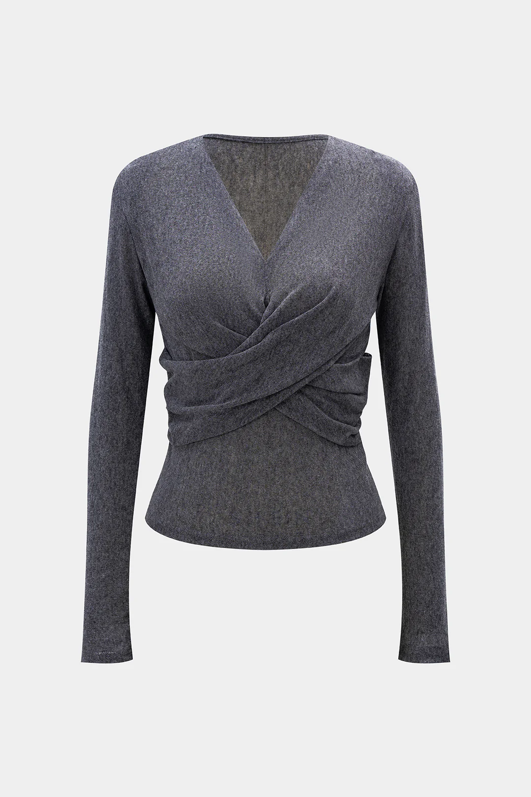 Crossed Ruched Long-Sleeve Top - Weenar