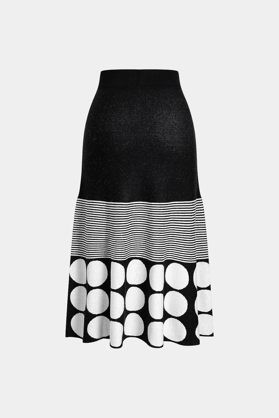 Knit Contrast A-Line Skirt - Weenar