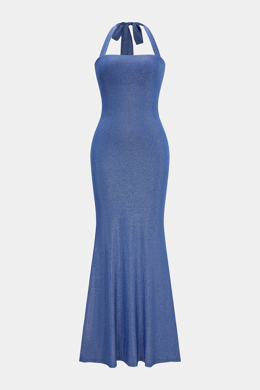 Textured Halter Tie Back Backless Sleeveless Maxi Dress - Weenar