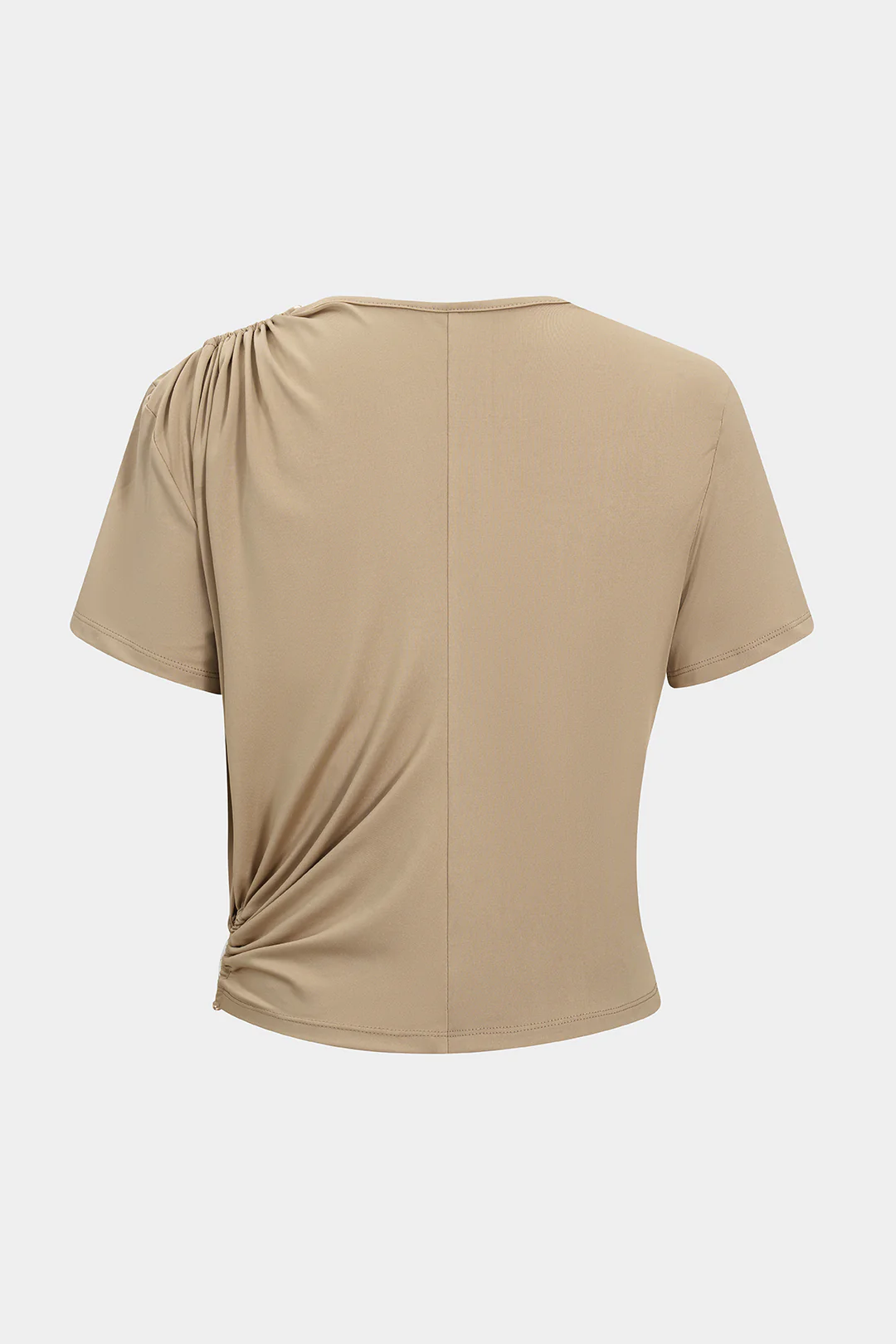 Metallic Ruched Short Sleeve T-Shirt - Weenar