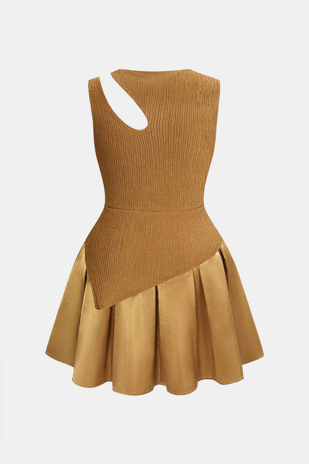 Plus Size Round Neck Asymmetrical Cut Out Sleeveless Mini Dress - Weenar