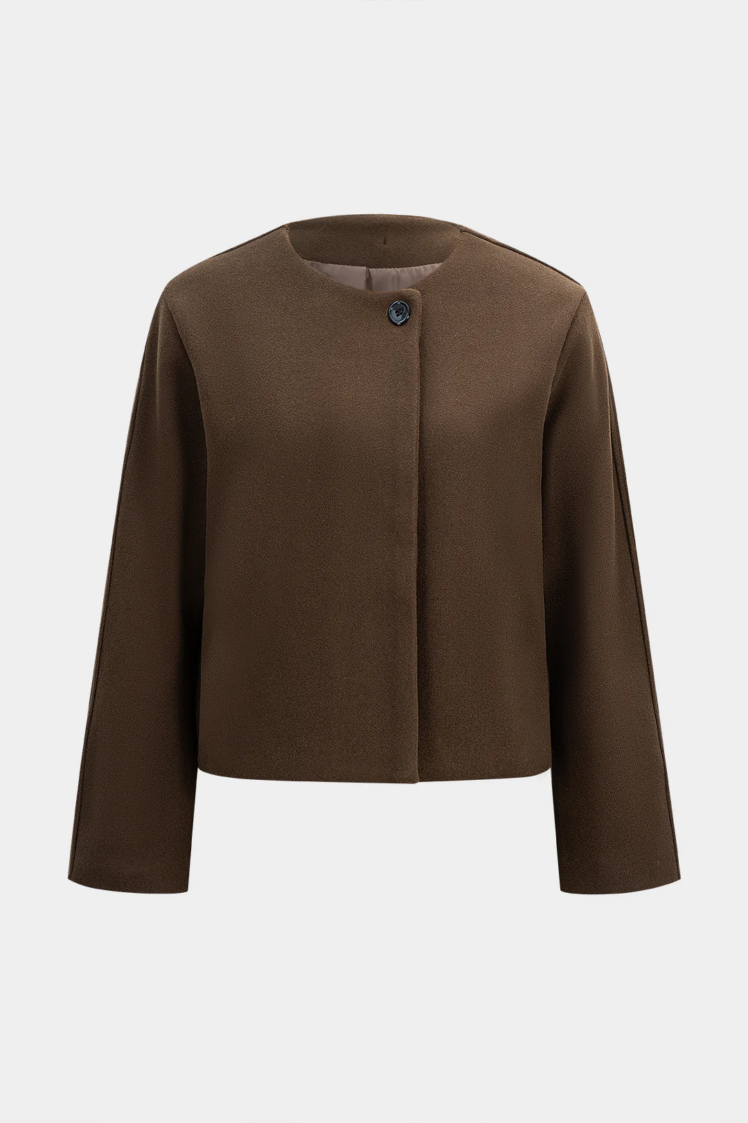 Woolen Button Round Neck Coat - Weenar
