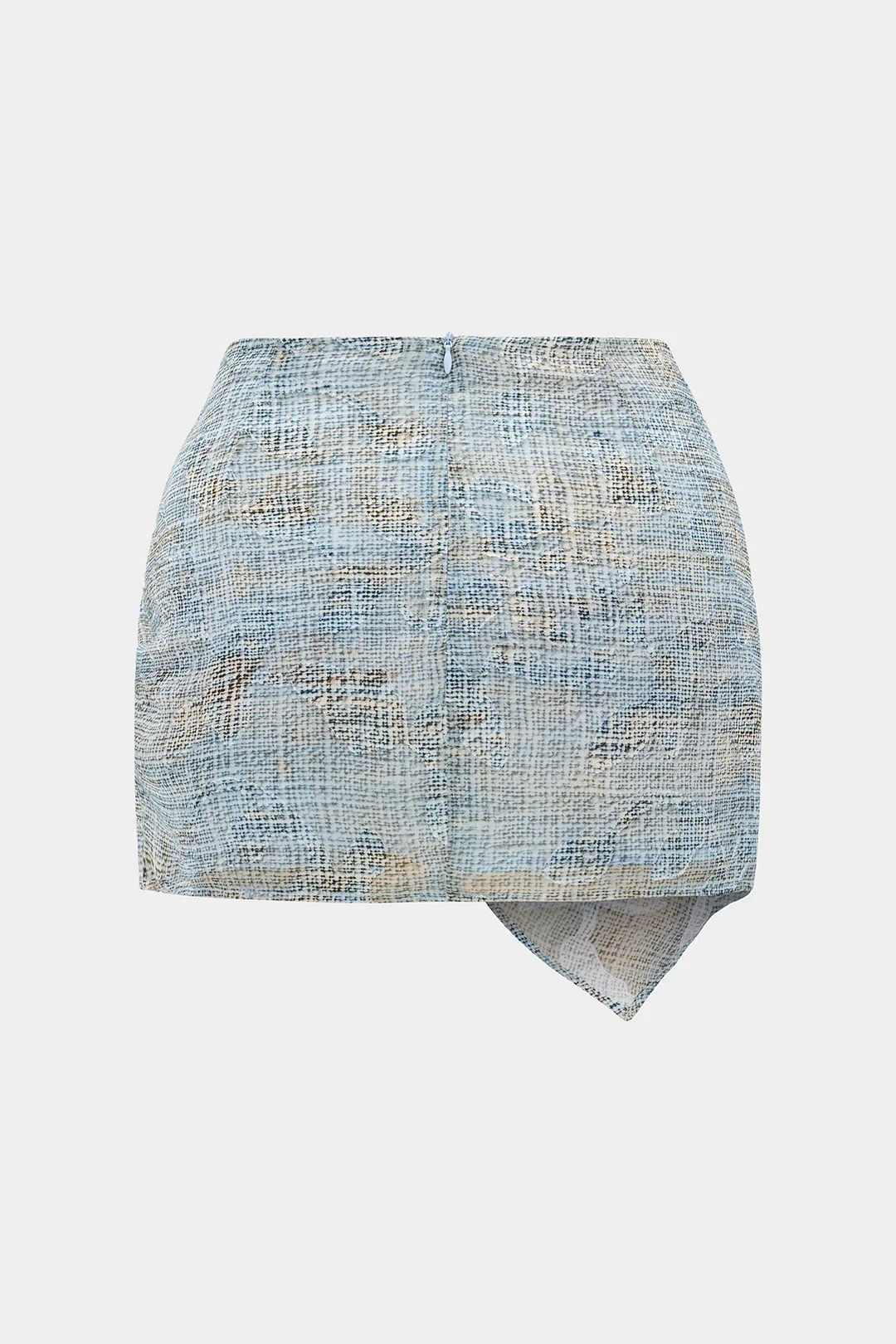 Plus Size Abstract Print Chiffon Metallic Decor Ruched Zipper Skirt - Weenar