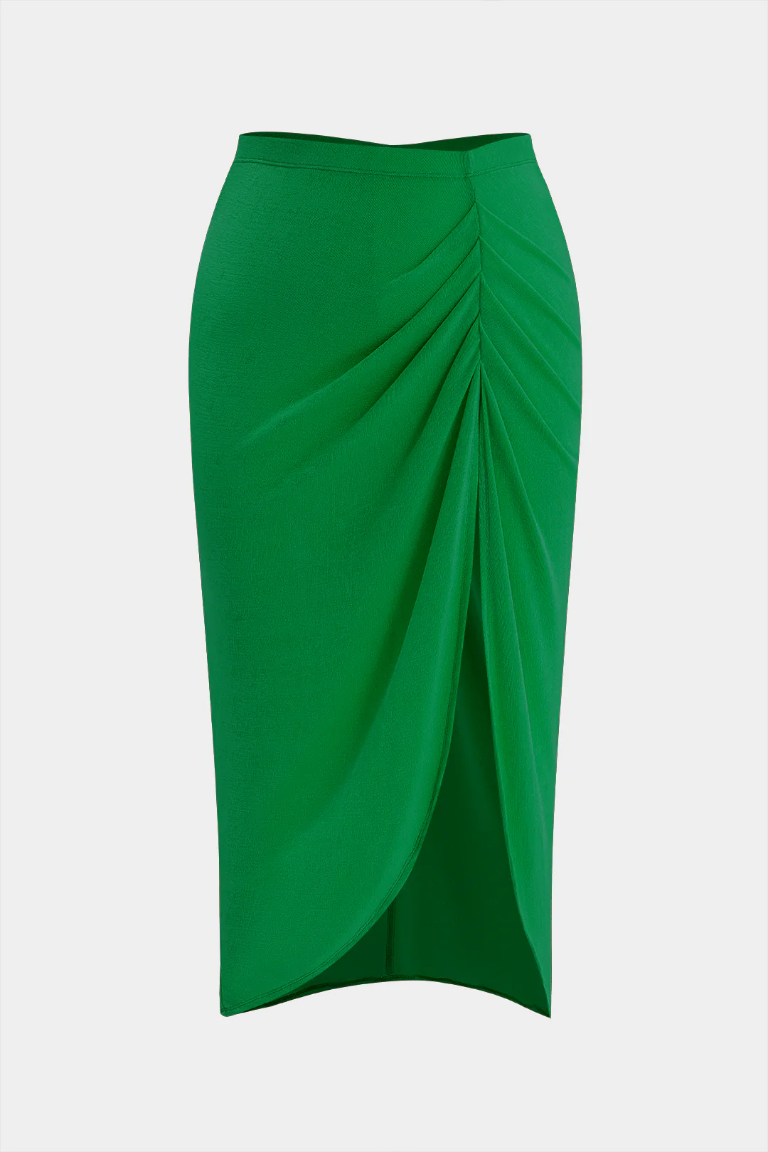Plus Size Ruched Slit Skirt - Weenar