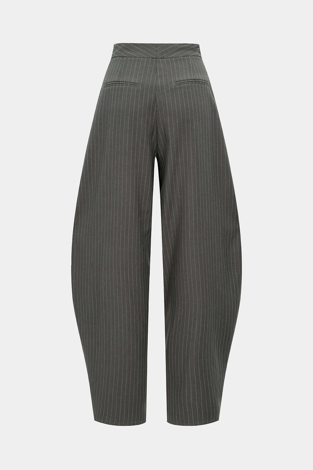 Stripes Print Ruched Barrel Trousers - Weenar