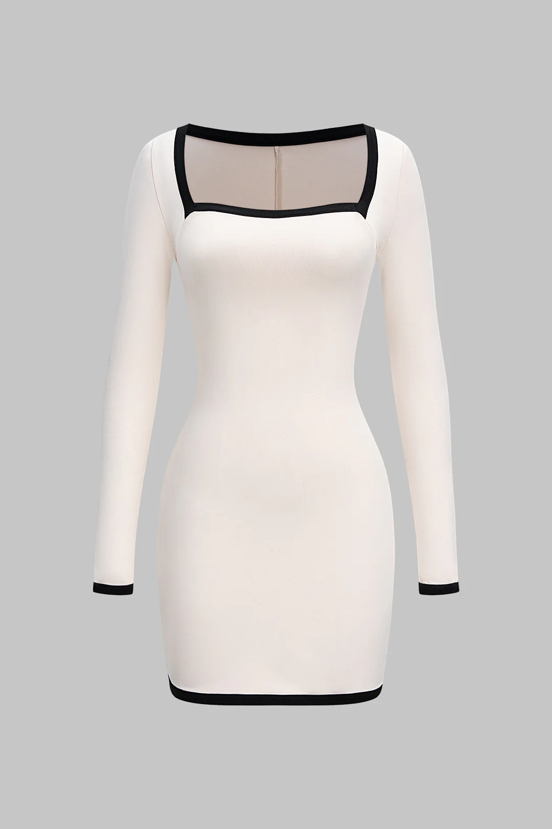 Contrast Long Sleeve Mini Dress - Weenar