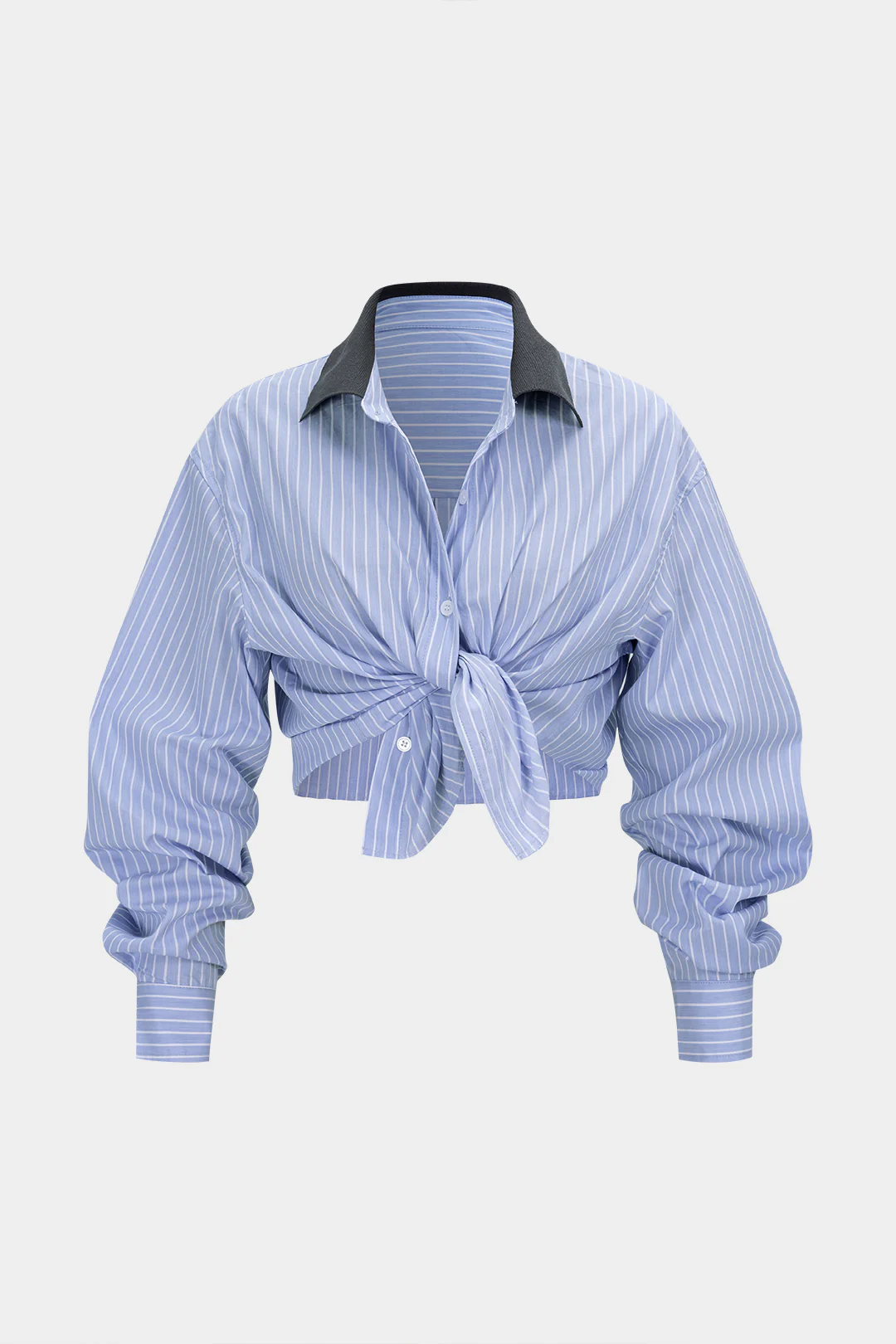 Striped Print Button Long-Sleeve Shirt - Weenar