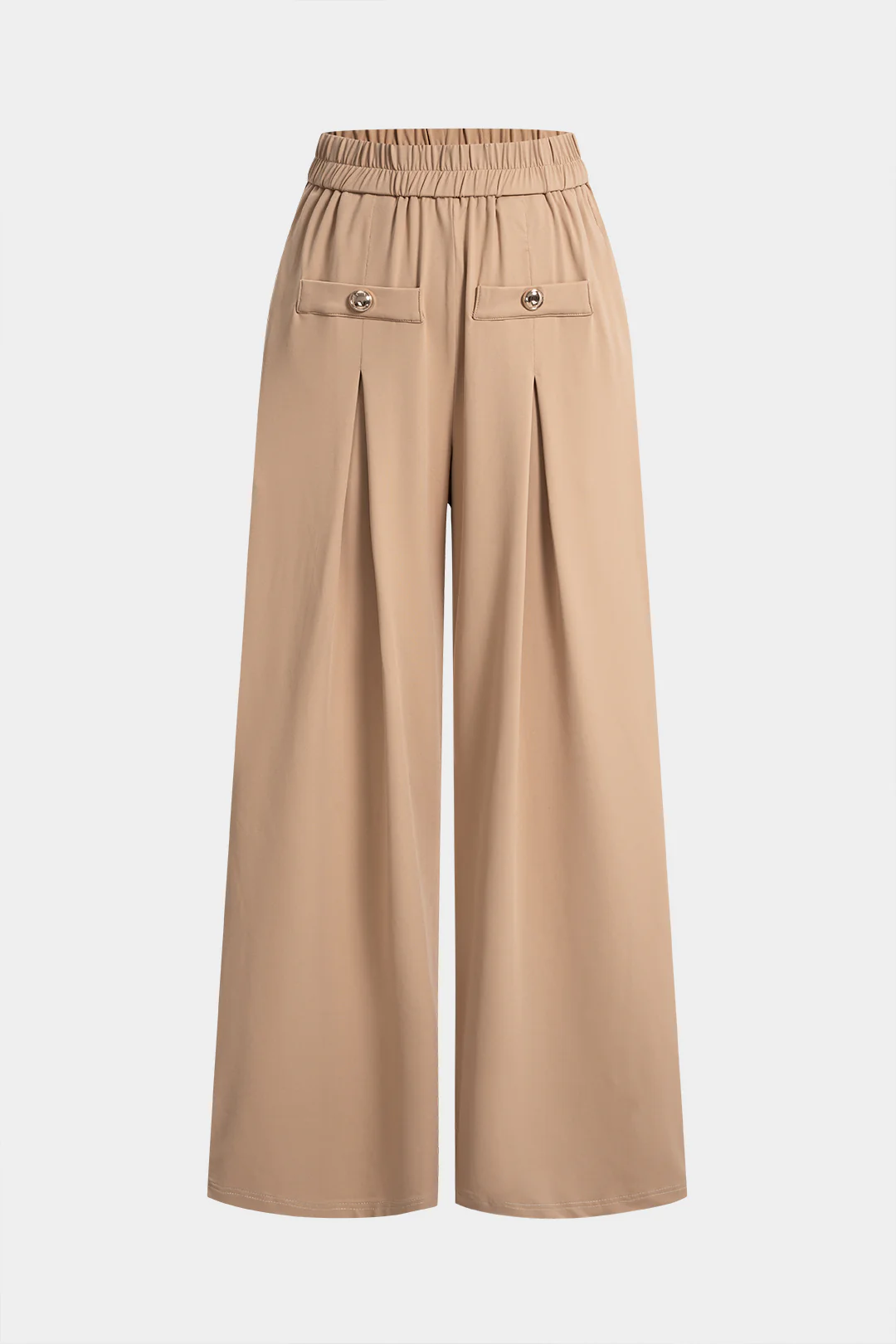 High Waist Shirred Waistband Straight Leg Pants - Weenar