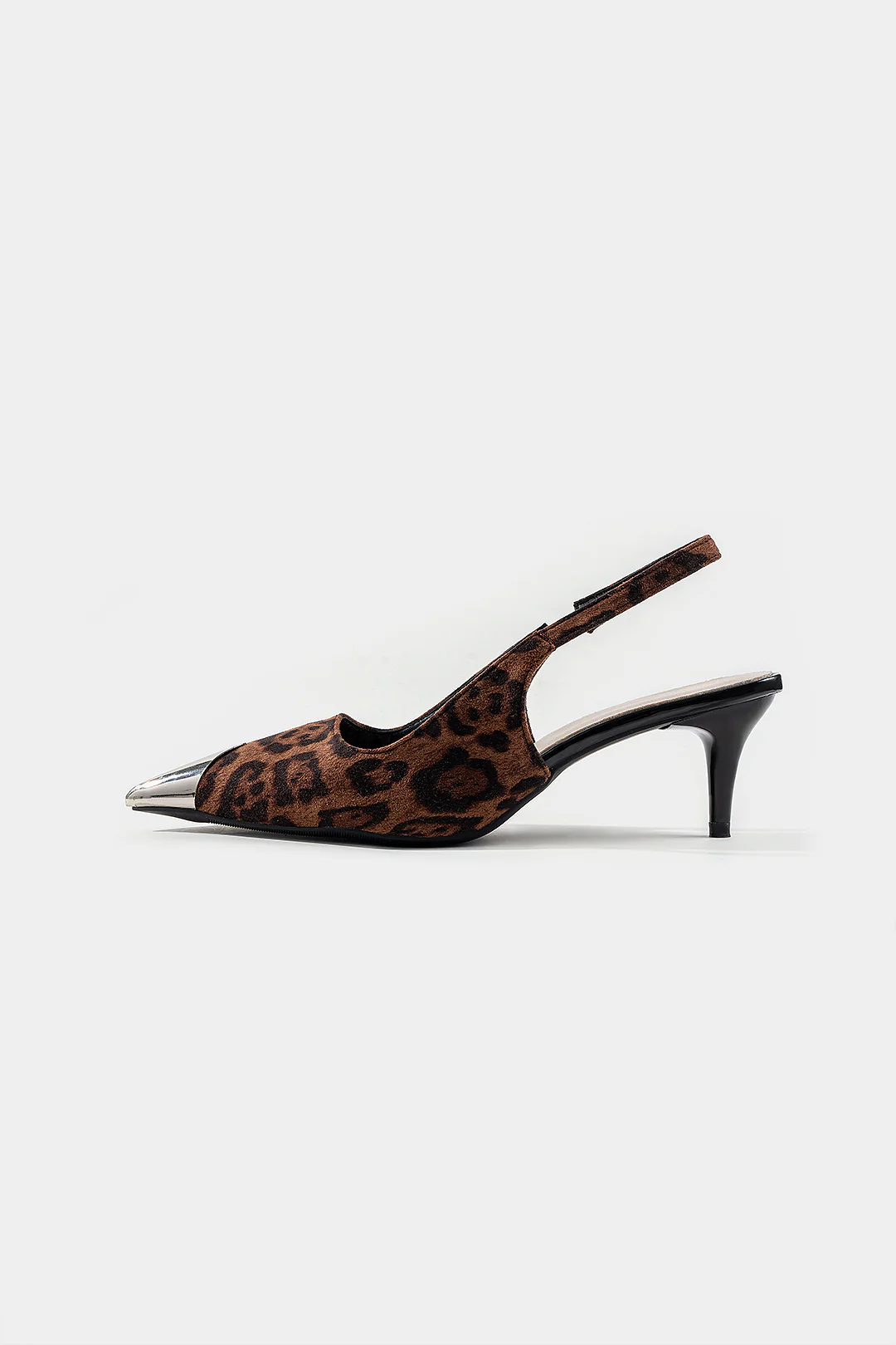 Leopard Metallic Pointed Toe Heels - Weenar