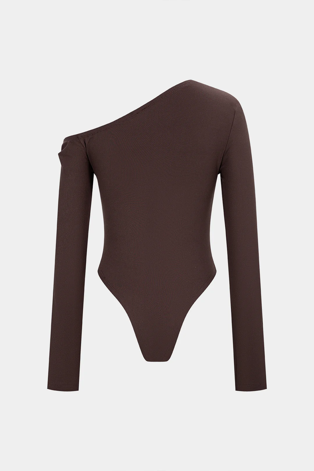 Solid Metallic Decor One Shoulder Long Sleeve Bodysuit - Weenar