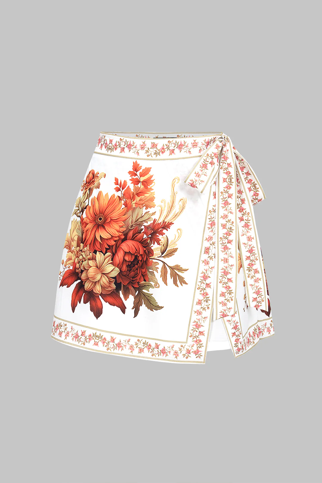 Floral Print Tie Front Asymmetrical Shorts - Weenar