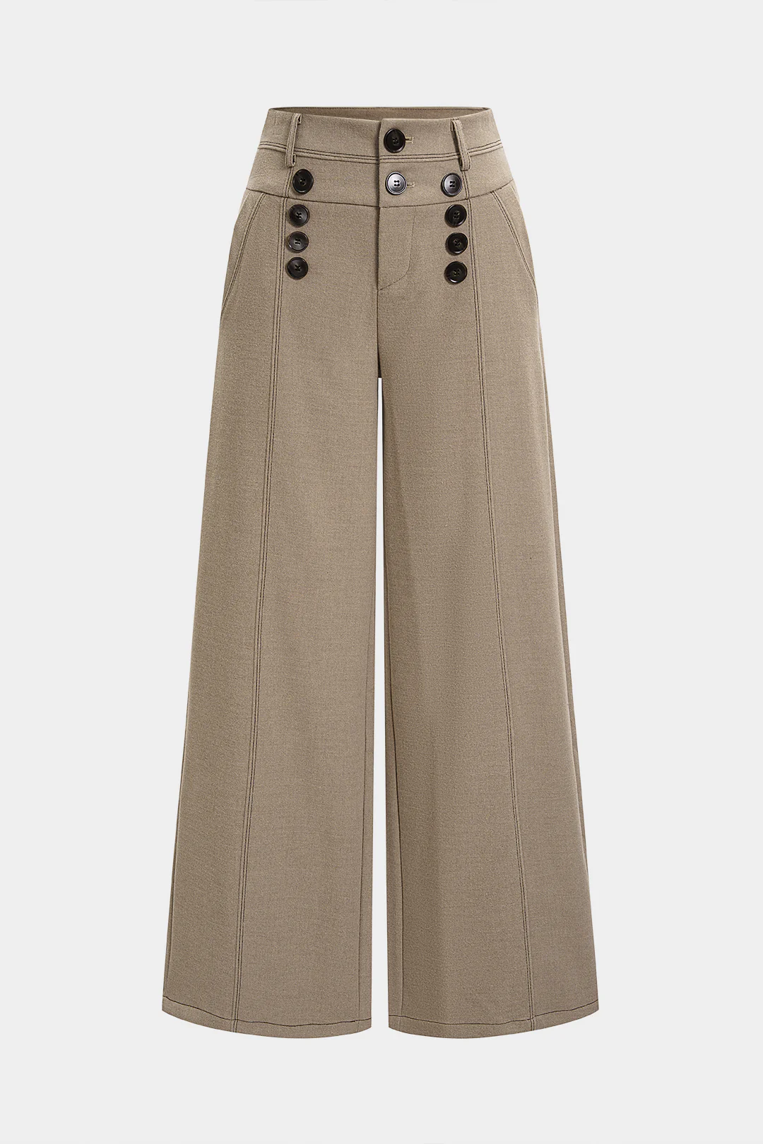 Button Pocket Wide Leg Pants - Weenar