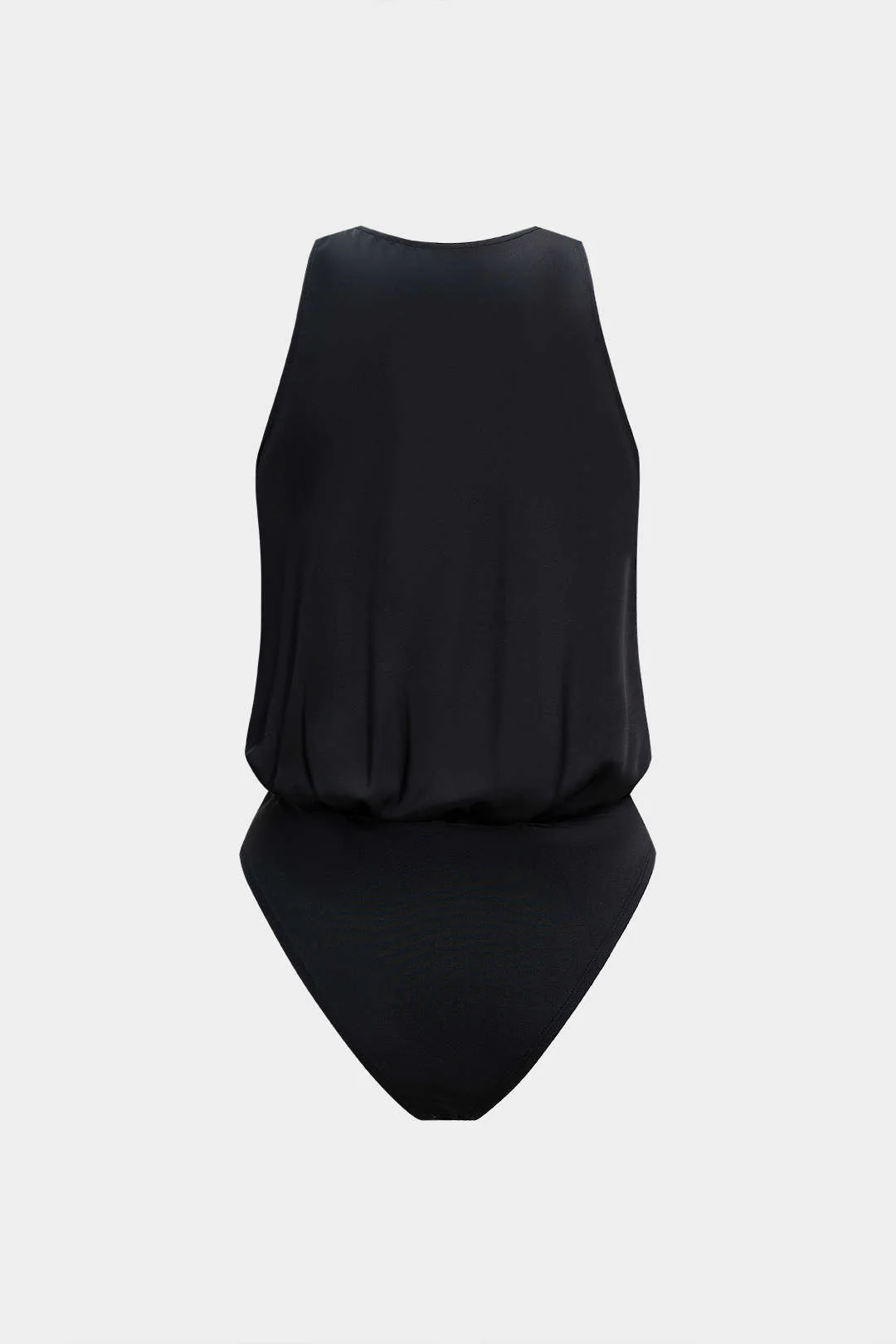 Satin Ruched Crossed Sleeveless Bodysuit - Weenar
