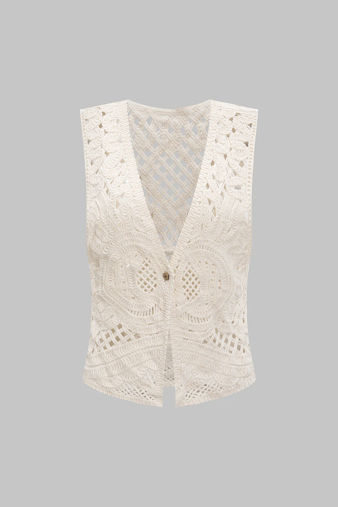 Knit Cut Out V-Neck Button Vest - Weenar