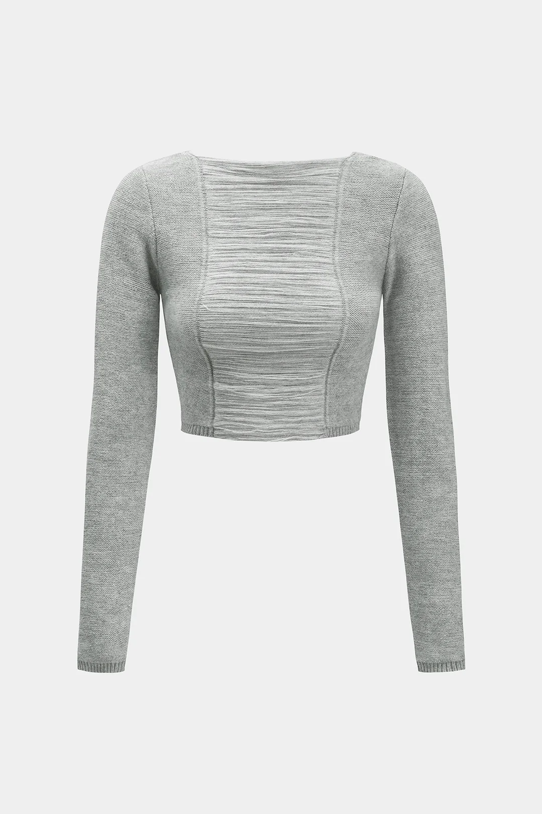 Fringe Trim Cut Out Long-Sleeve Top - Weenar