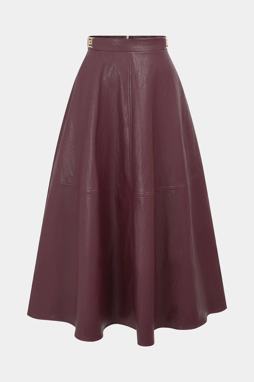Faux Leather Metallic Belted Skirt - Weenar
